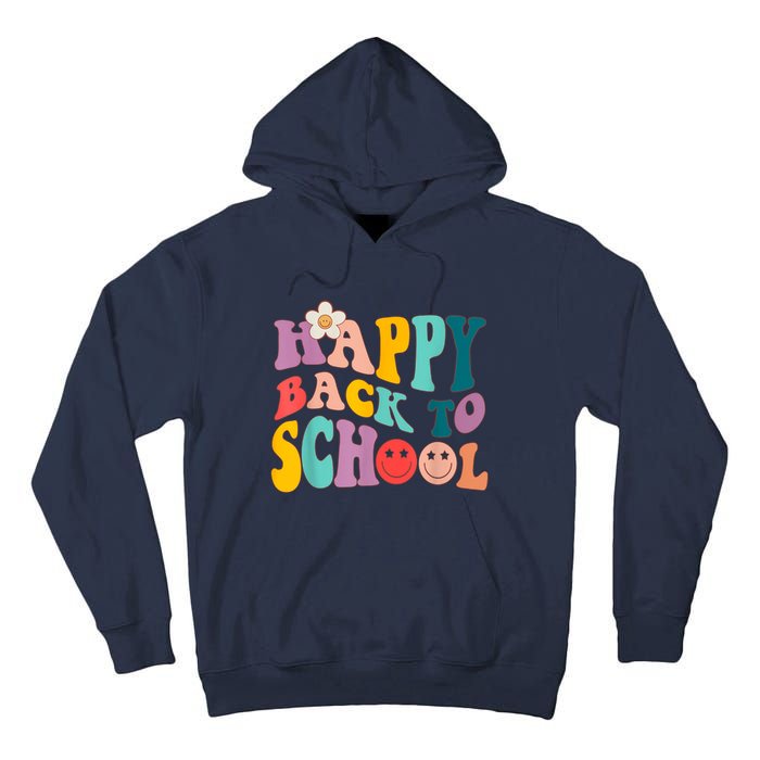 Retro Groovy Happy First Day Of School Back To School Gifts Tall Hoodie