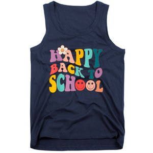 Retro Groovy Happy First Day Of School Back To School Gifts Tank Top