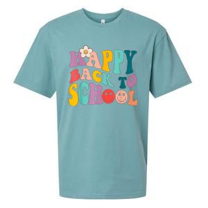 Retro Groovy Happy First Day Of School Back To School Gifts Sueded Cloud Jersey T-Shirt