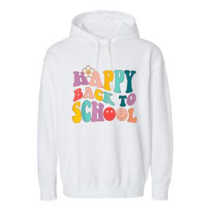 Retro Groovy Happy First Day Of School Back To School Gifts Garment-Dyed Fleece Hoodie