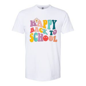 Retro Groovy Happy First Day Of School Back To School Gifts Softstyle CVC T-Shirt