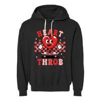 Retro Groovy Heart Throb Valentines Day Garment-Dyed Fleece Hoodie