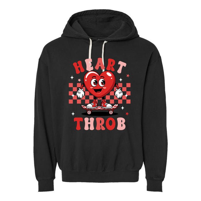 Retro Groovy Heart Throb Valentines Day Garment-Dyed Fleece Hoodie
