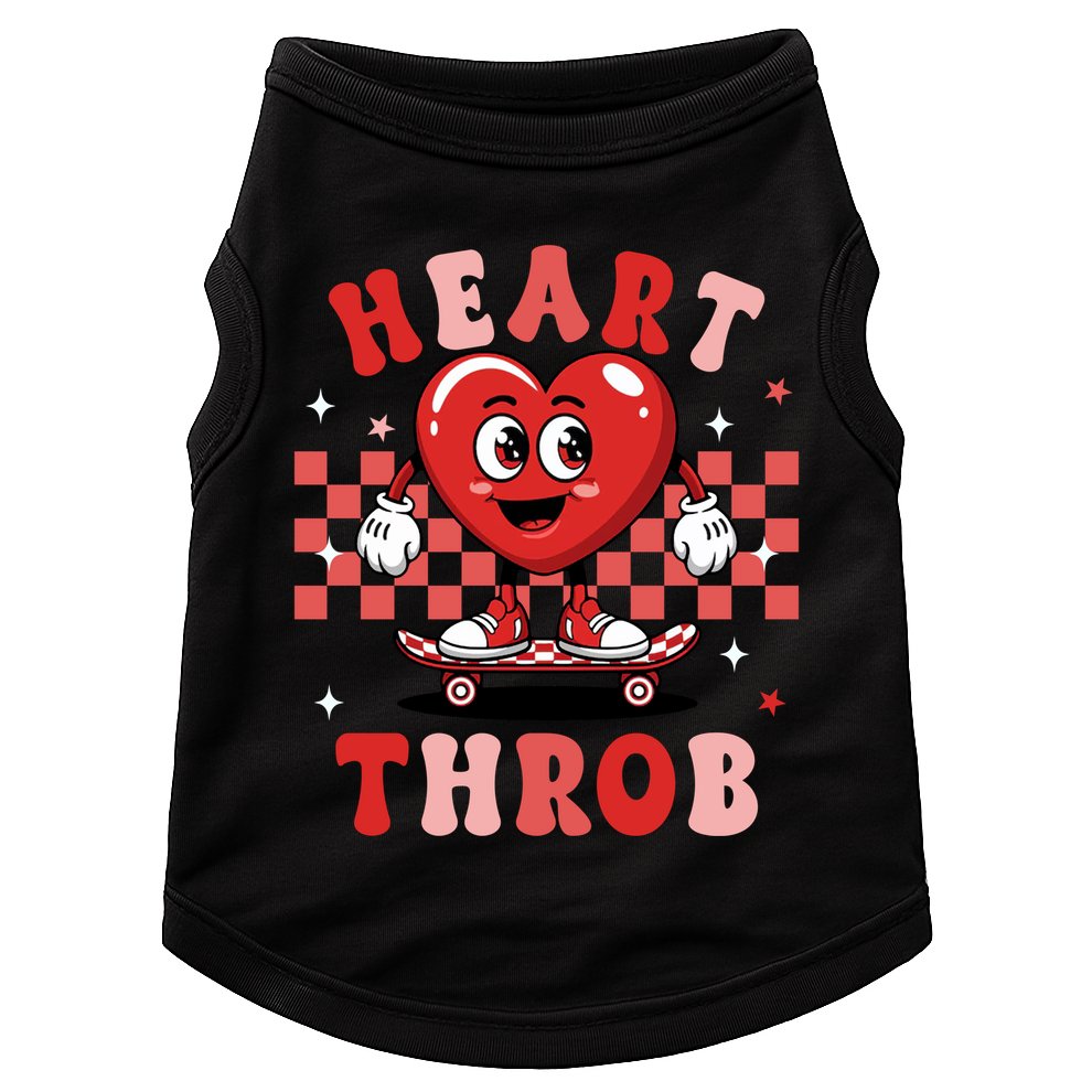Retro Groovy Heart Throb Valentines Day Doggie Tank
