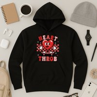 Retro Groovy Heart Throb Valentines Day Hoodie
