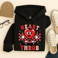 Retro Groovy Heart Throb Valentines Day Hoodie