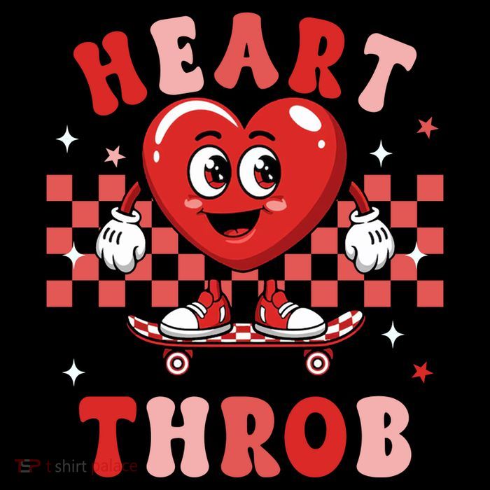 Retro Groovy Heart Throb Valentines Day Button