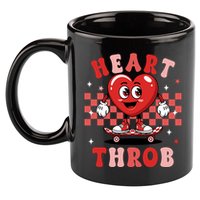Retro Groovy Heart Throb Valentines Day 11oz C Handle Ceramic Mug