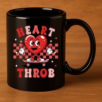 Retro Groovy Heart Throb Valentines Day 11oz C Handle Ceramic Mug