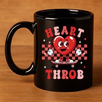 Retro Groovy Heart Throb Valentines Day 11oz C Handle Ceramic Mug