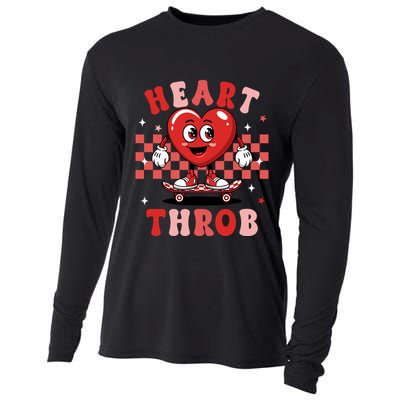 Retro Groovy Heart Throb Valentines Day Cooling Performance Long Sleeve Crew