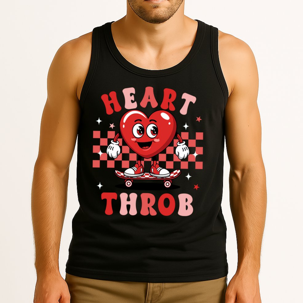 Retro Groovy Heart Throb Valentines Day Tank Top