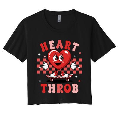 Retro Groovy Heart Throb Valentines Day Crop Top