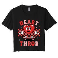 Retro Groovy Heart Throb Valentines Day Crop Top