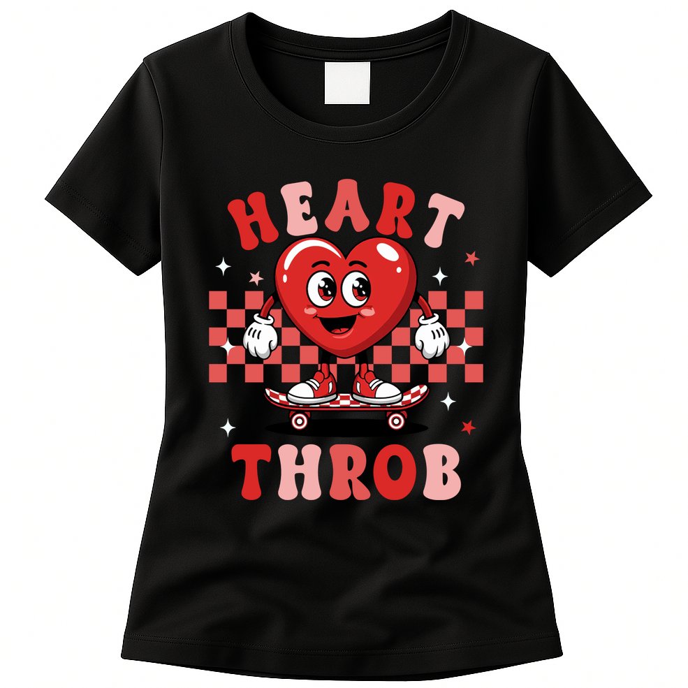 Retro Groovy Heart Throb Valentines Day Womens T-Shirt