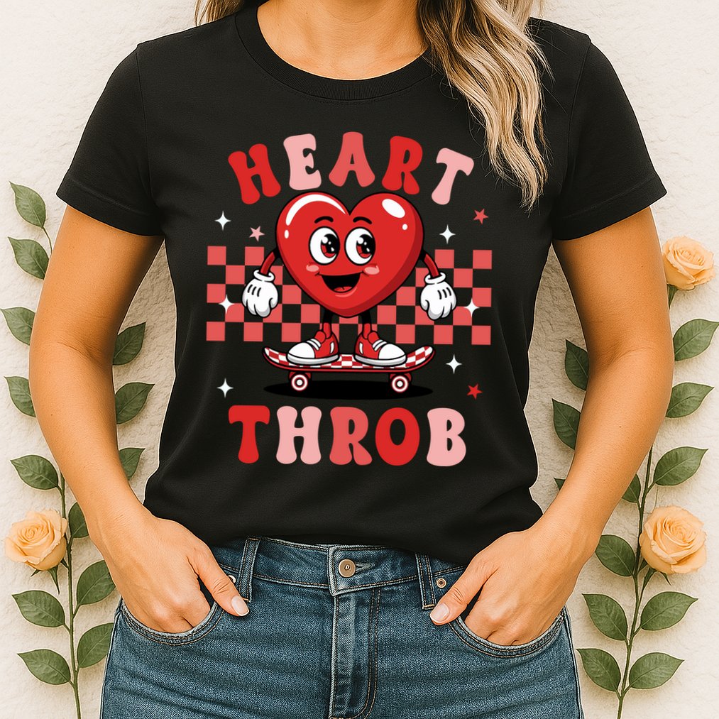Retro Groovy Heart Throb Valentines Day Womens T-Shirt