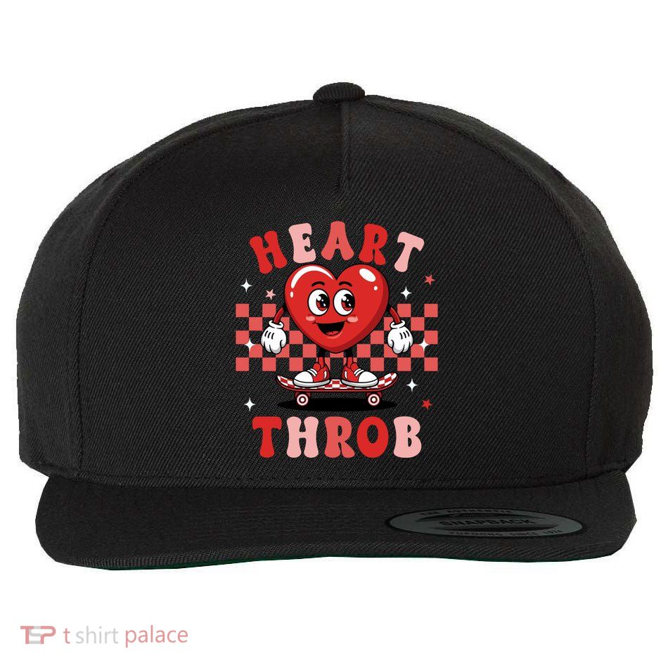 Retro Groovy Heart Throb Valentines Day Wool Snapback Cap