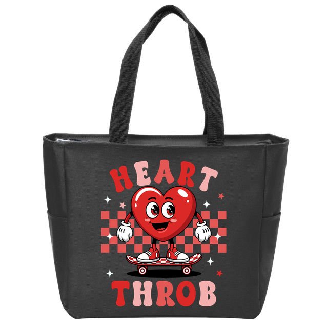 Retro Groovy Heart Throb Valentines Day Zip Tote Bag