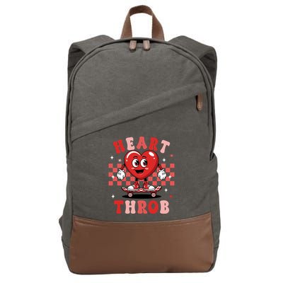 Retro Groovy Heart Throb Valentines Day Cotton Canvas Backpack