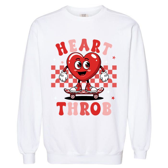 Retro Groovy Heart Throb Valentines Day Garment-Dyed Sweatshirt
