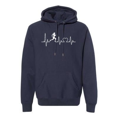 Running Girl Heartbeat 5k Marathon Female Athlete Runner Premium Hoodie