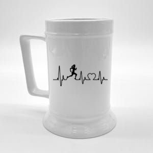 Running Girl Heartbeat 5k Marathon Female Athlete Runner Beer Stein