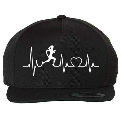 Running Girl Heartbeat 5k Marathon Female Athlete Runner Wool Snapback Cap