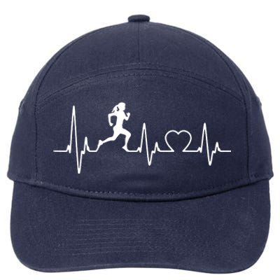 Running Girl Heartbeat 5k Marathon Female Athlete Runner 7-Panel Snapback Hat