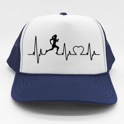 Running Girl Heartbeat 5k Marathon Female Athlete Runner Trucker Hat