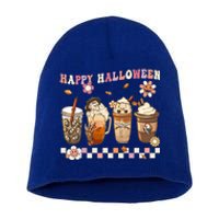 Retro Groovy Horror Fall Movie Coffee Hippie Halloween Witch Gift Short Acrylic Beanie