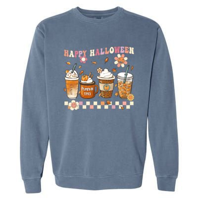 Retro Groovy Horror Fall Movie Coffee Hippie Halloween Witch Meaningful Gift Garment-Dyed Sweatshirt