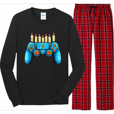 Retro Gamepad Happy Hanukkah Funny Pajama Family Matching Long Sleeve Pajama Set