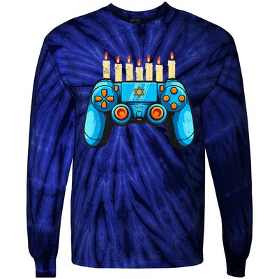 Retro Gamepad Happy Hanukkah Funny Pajama Family Matching Tie-Dye Long Sleeve Shirt