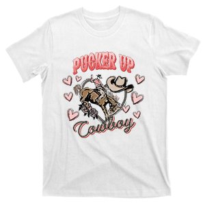 Retro Groovy Howdy Valentines Cowboy Hat Pucker Up! T-Shirt