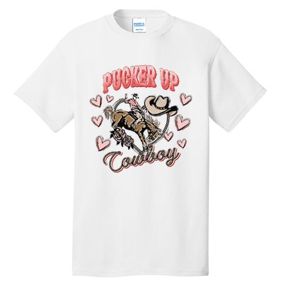 Retro Groovy Howdy Valentines Cowboy Hat Pucker Up! Tall T-Shirt