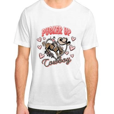 Retro Groovy Howdy Valentines Cowboy Hat Pucker Up! Adult ChromaSoft Performance T-Shirt