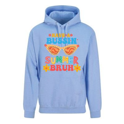 Retro Groovy Have A Bussin Summer Bruh End Of School Great Gift Unisex Surf Hoodie