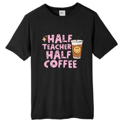 Retro Groovy Half Teacher Half Coffee Happy Teachers Day Tall Fusion ChromaSoft Performance T-Shirt