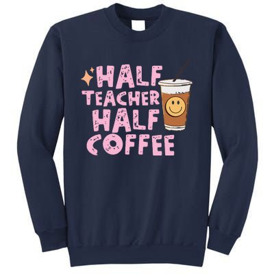 Retro Groovy Half Teacher Half Coffee Happy Teachers Day Sweatshirt