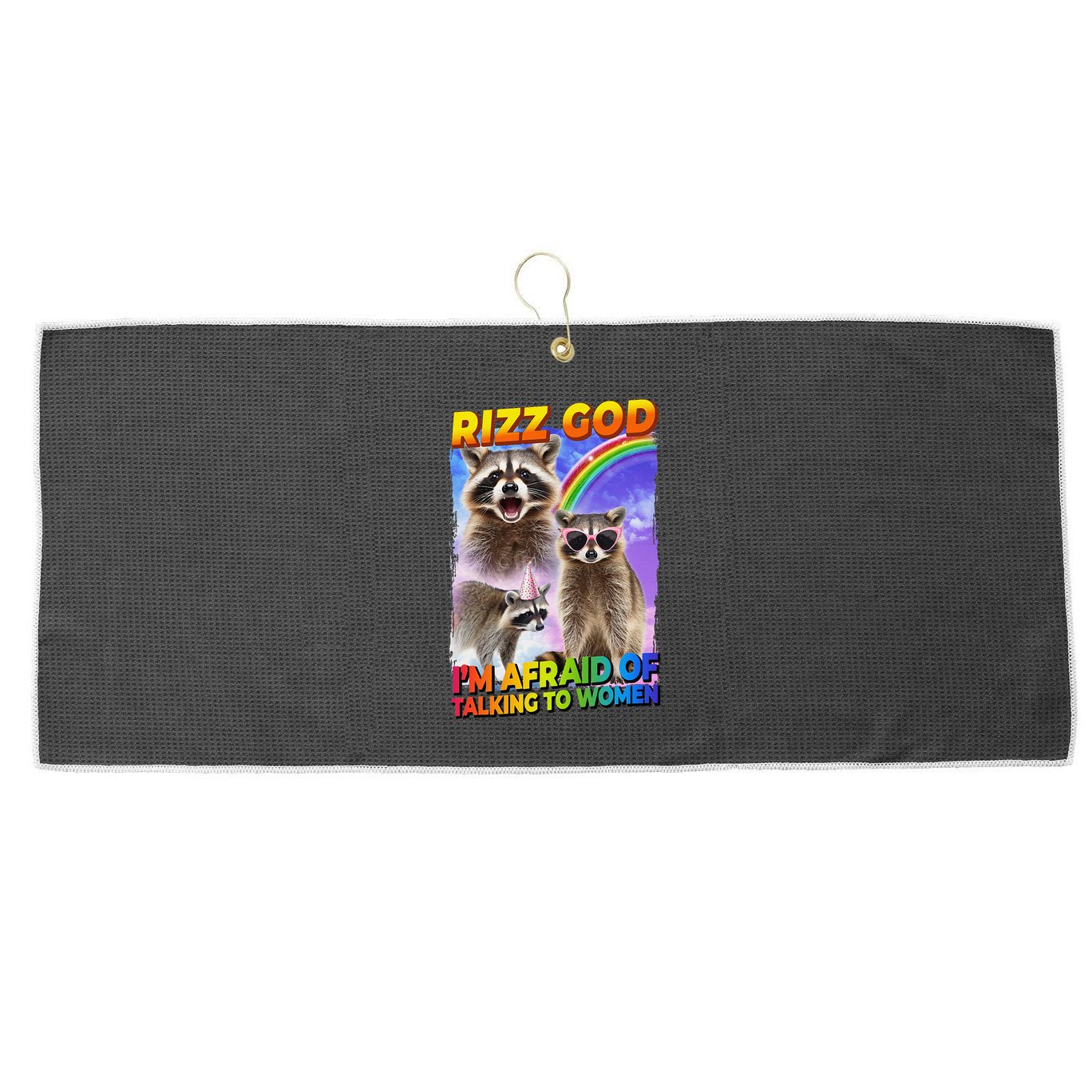 Rizz God IM Afraid Of Talking To Women Large Microfiber Waffle Golf Towel