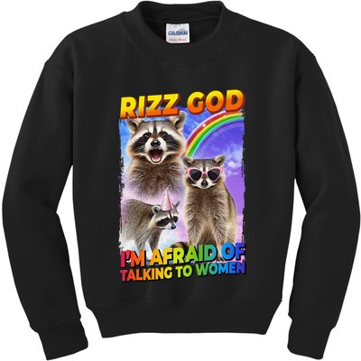 Rizz God IM Afraid Of Talking To Women Kids Sweatshirt