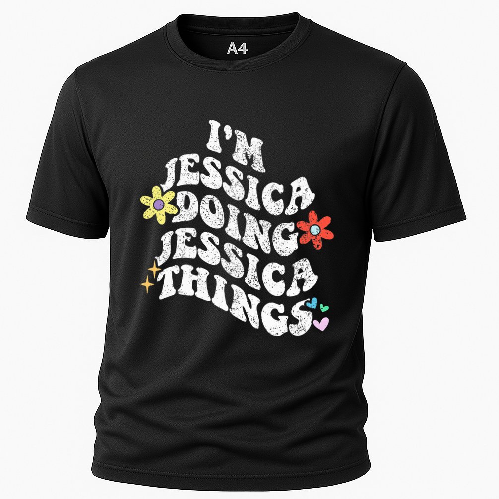 Retro Groovy Im Jessica Doing Jessica Things Funny MotherS Cooling Performance Crew T-Shirt