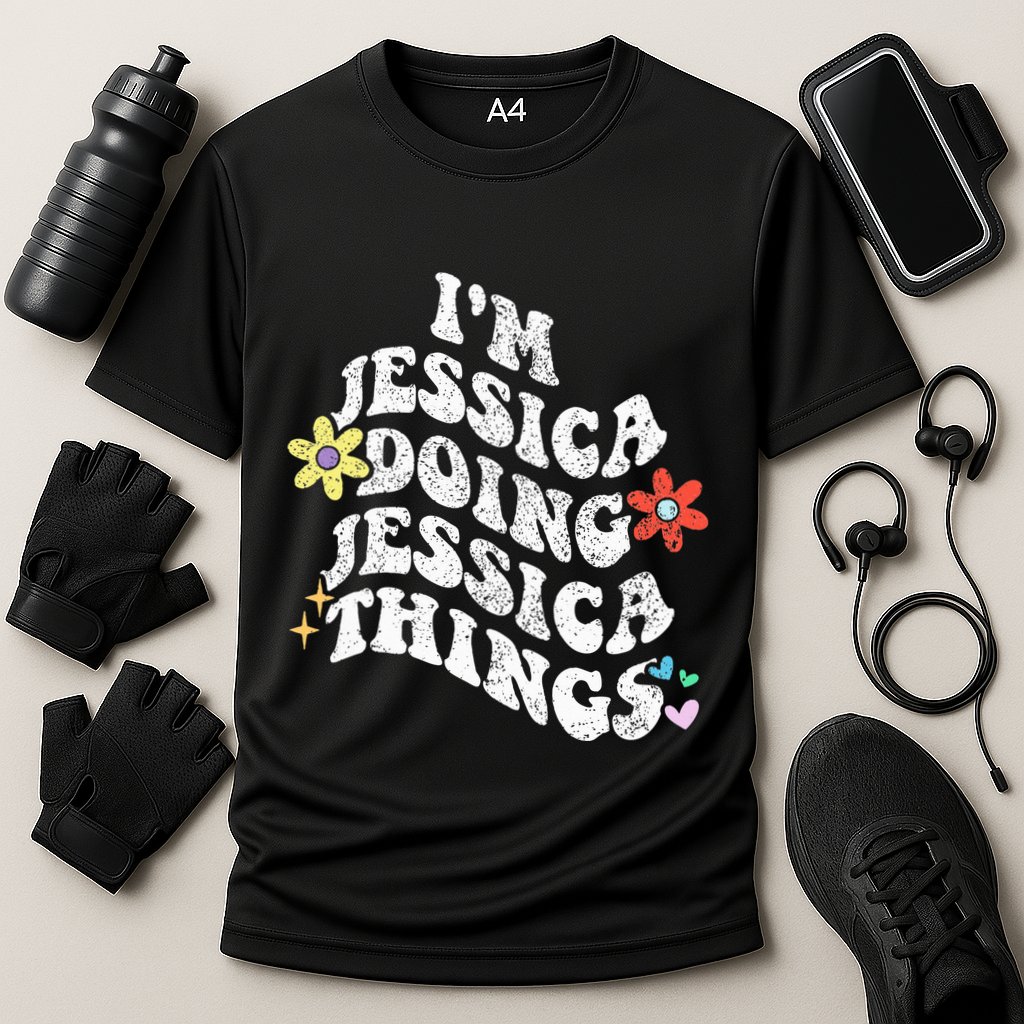 Retro Groovy Im Jessica Doing Jessica Things Funny MotherS Cooling Performance Crew T-Shirt