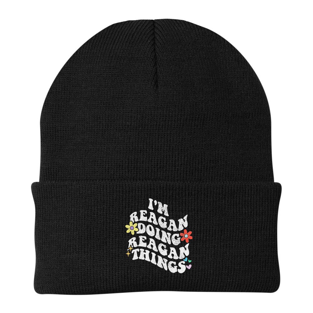 Retro Groovy Im Reagan Doing Reagan Things Funny Mother's Beanie