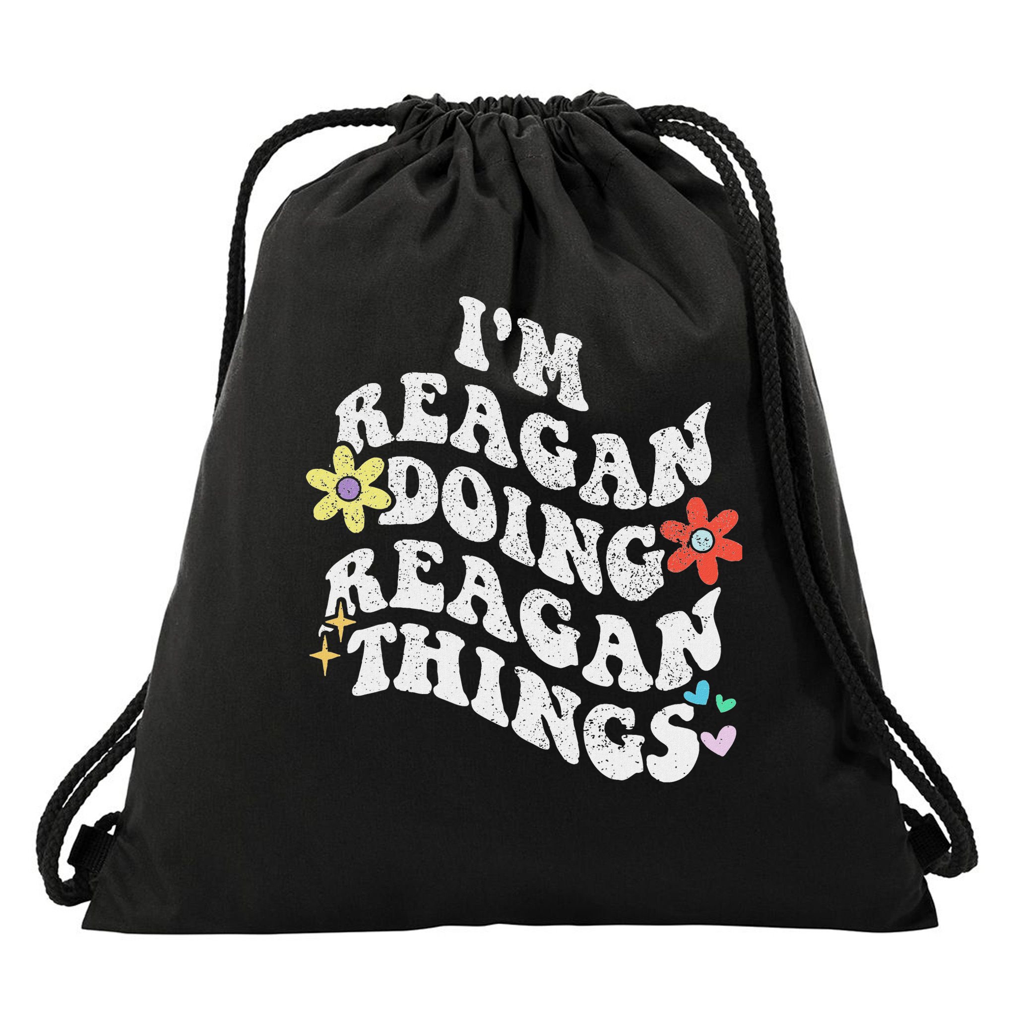 Retro Groovy Im Reagan Doing Reagan Things Funny Mother's Drawstring Bag