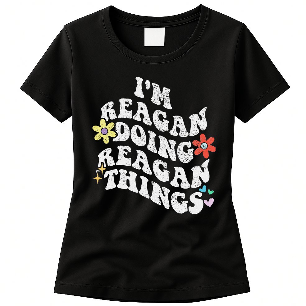 Retro Groovy Im Reagan Doing Reagan Things Funny Mother's Womens T-Shirt