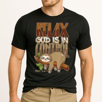 Relax God Is In Control Christian Bible Quote Sloth Cooling Performance Crew T-Shirt
