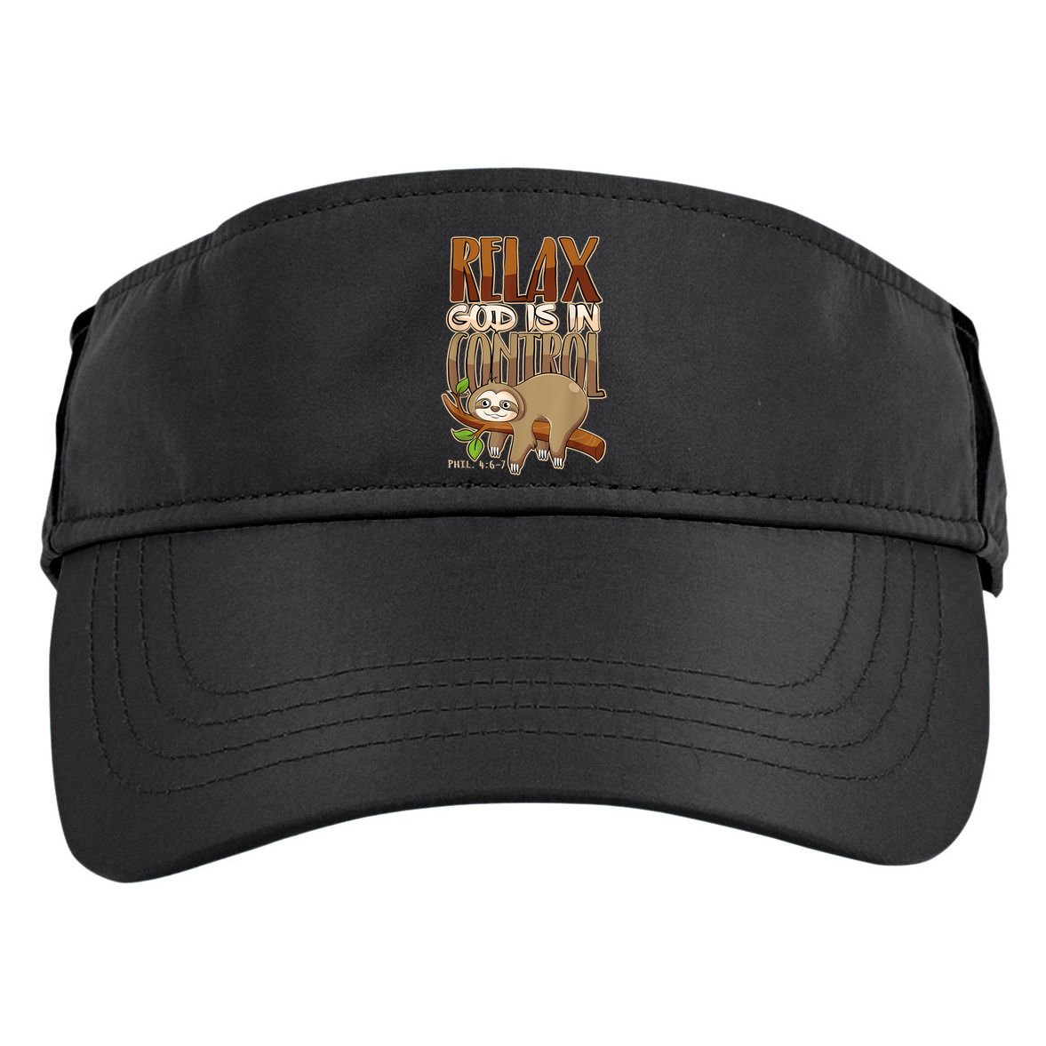 Relax God Is In Control Christian Bible Quote Sloth Adult Drive Performance Visor