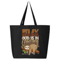 Relax God Is In Control Christian Bible Quote Sloth 25L Jumbo Tote