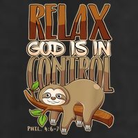 Relax God Is In Control Christian Bible Quote Sloth 25L Jumbo Tote